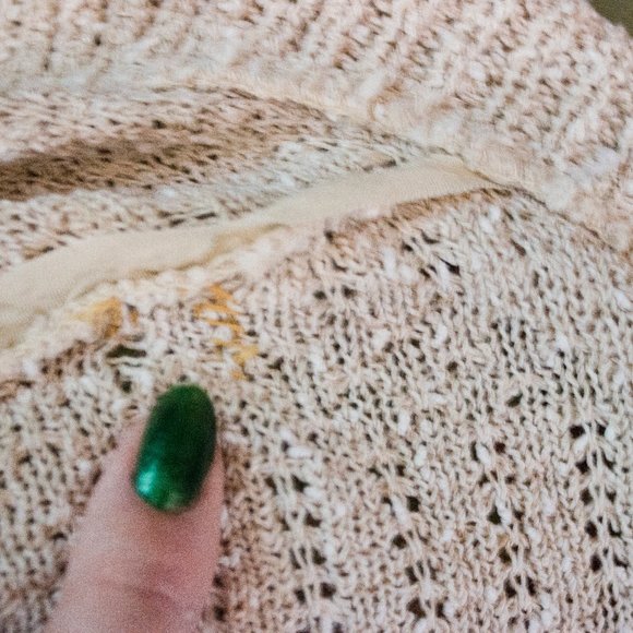 Knit Shrug Oatmeal 60s vintage button cape collar - Picture 7 of 8